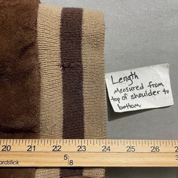 Vintage Brown Suede Leather Bomber Jacket Mens Size 42 Retro 70s 80s Coat Fur - Picture 12 of 14